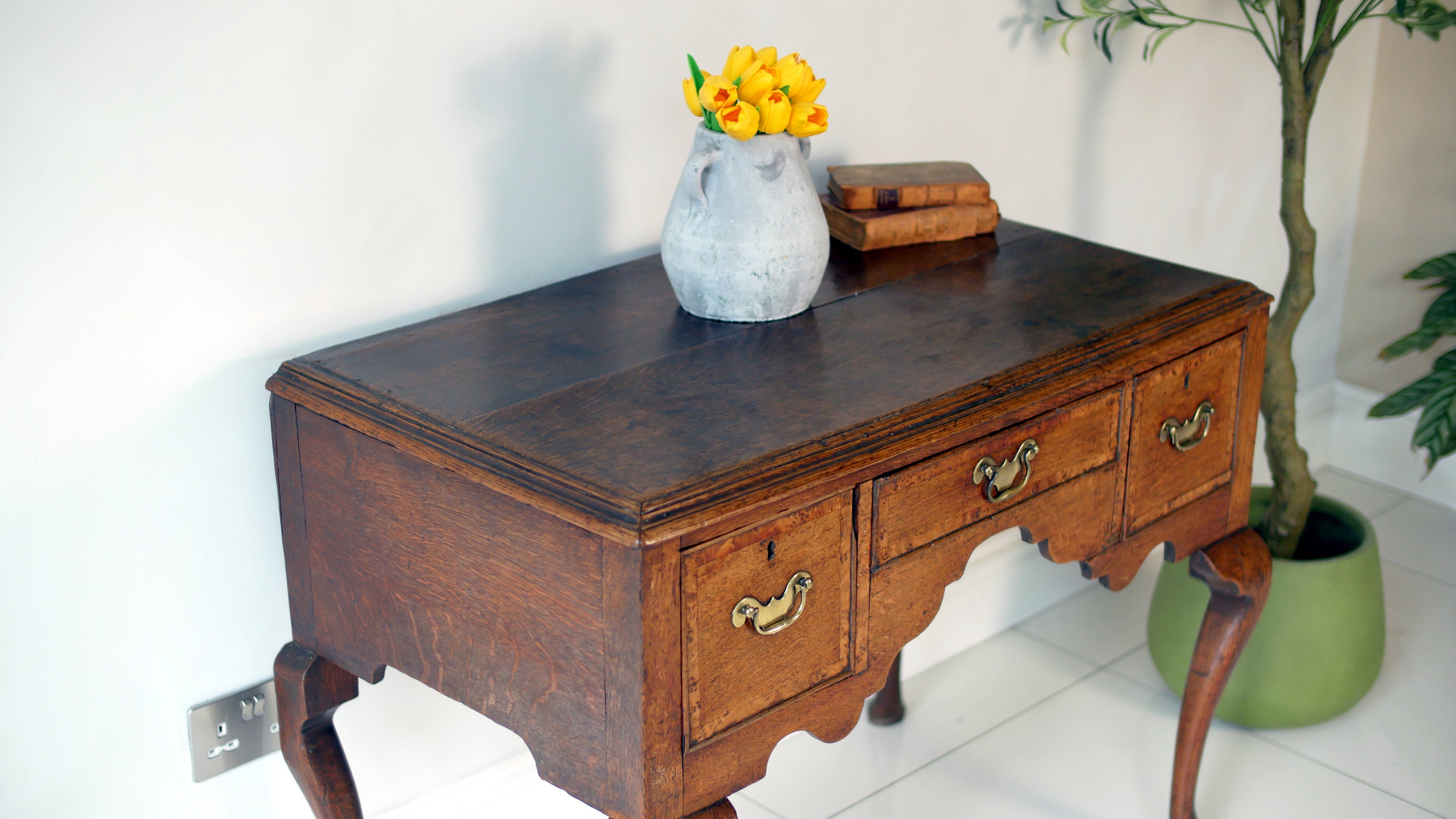 Georgian Oak Lowboy Desk Hall Console Side Table