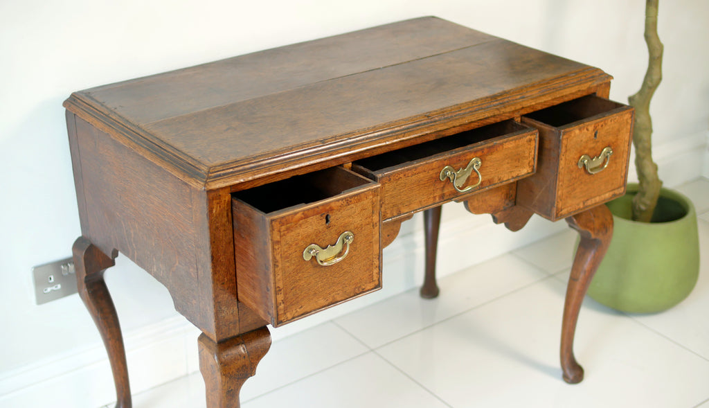 Georgian Oak Lowboy Desk Hall Console Side Table