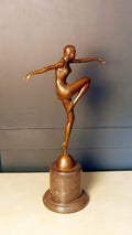 Graceful Art Deco Bronze Figure on Marble Base